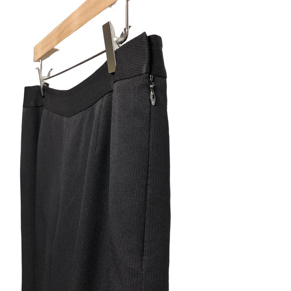 Charcoal Pinstriped Career Pantsuit Peak Lapel High Waist Size 8P Petite Le Suit - Picture 11 of 14